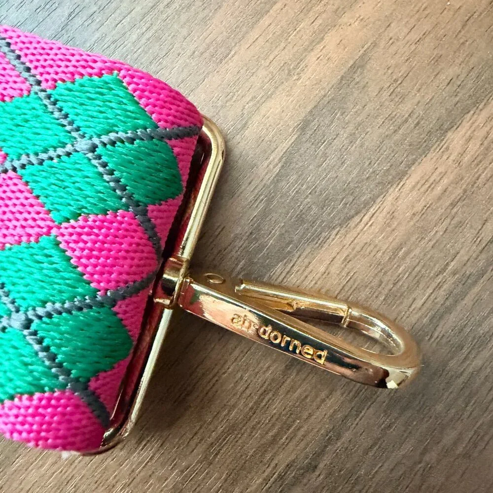 Ahdorned Pink Argyle Crossbody Bag Strap - Picture 4 of 4